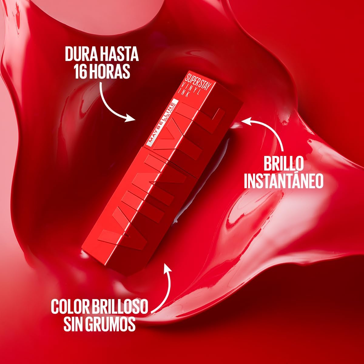 Maybelline Labial líquido brillante Superstay Vinyl Ink Tono Punchy, 4.2ml - Dura hasta por 16H, brillo instantáneo sin grumos, sin transferencias
