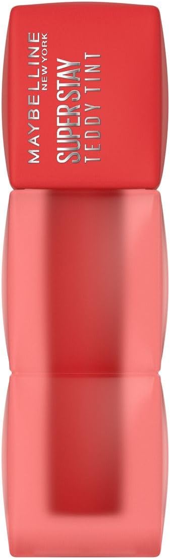 Maybelline Tinta para labios Super Stay Teddy Tint Tono Coquettish, 4.2ml - Tinta multiusos de larga duración, efecto mate difuminado hasta por 12H, textura suave a los labios, sin transferencias