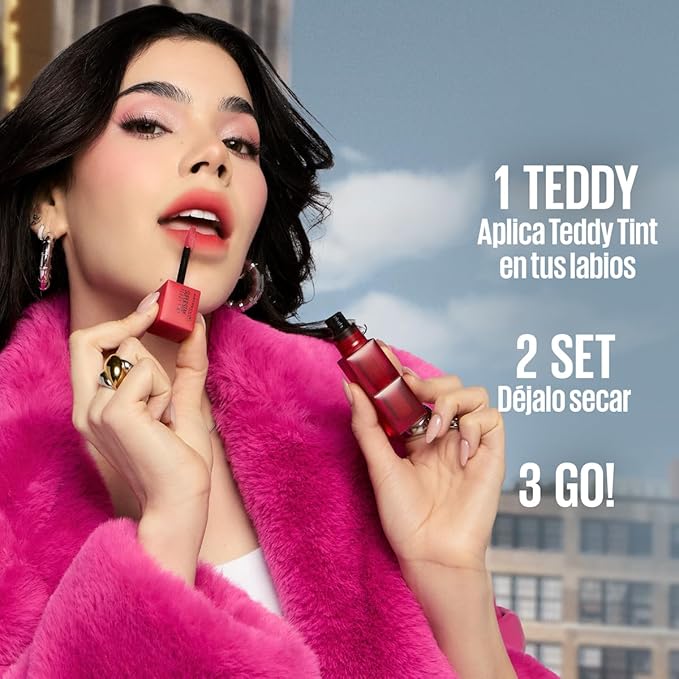 Maybelline Tinta para labios Super Stay Teddy Tint Tono Coquettish, 4.2ml - Tinta multiusos de larga duración, efecto mate difuminado hasta por 12H, textura suave a los labios, sin transferencias