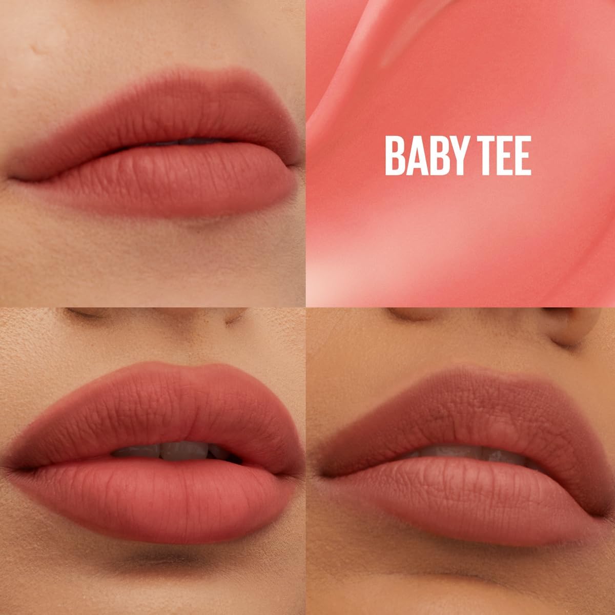 Maybelline Tinta para labios Super Stay Teddy Tint Tono Baby Tee, 4.2ml - Tinta multiusos de larga duración, efecto mate difuminado hasta por 12H, textura suave a los labios, sin transferencias