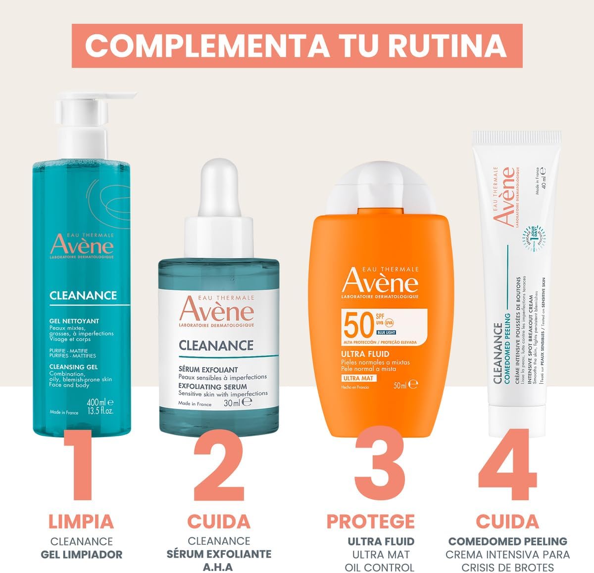 AVÉNE Cleanance Gel Limpiador con Comedoclastin, Piel Grasa con Imperfecciones, Uso Facial y Corporal, 400 ml