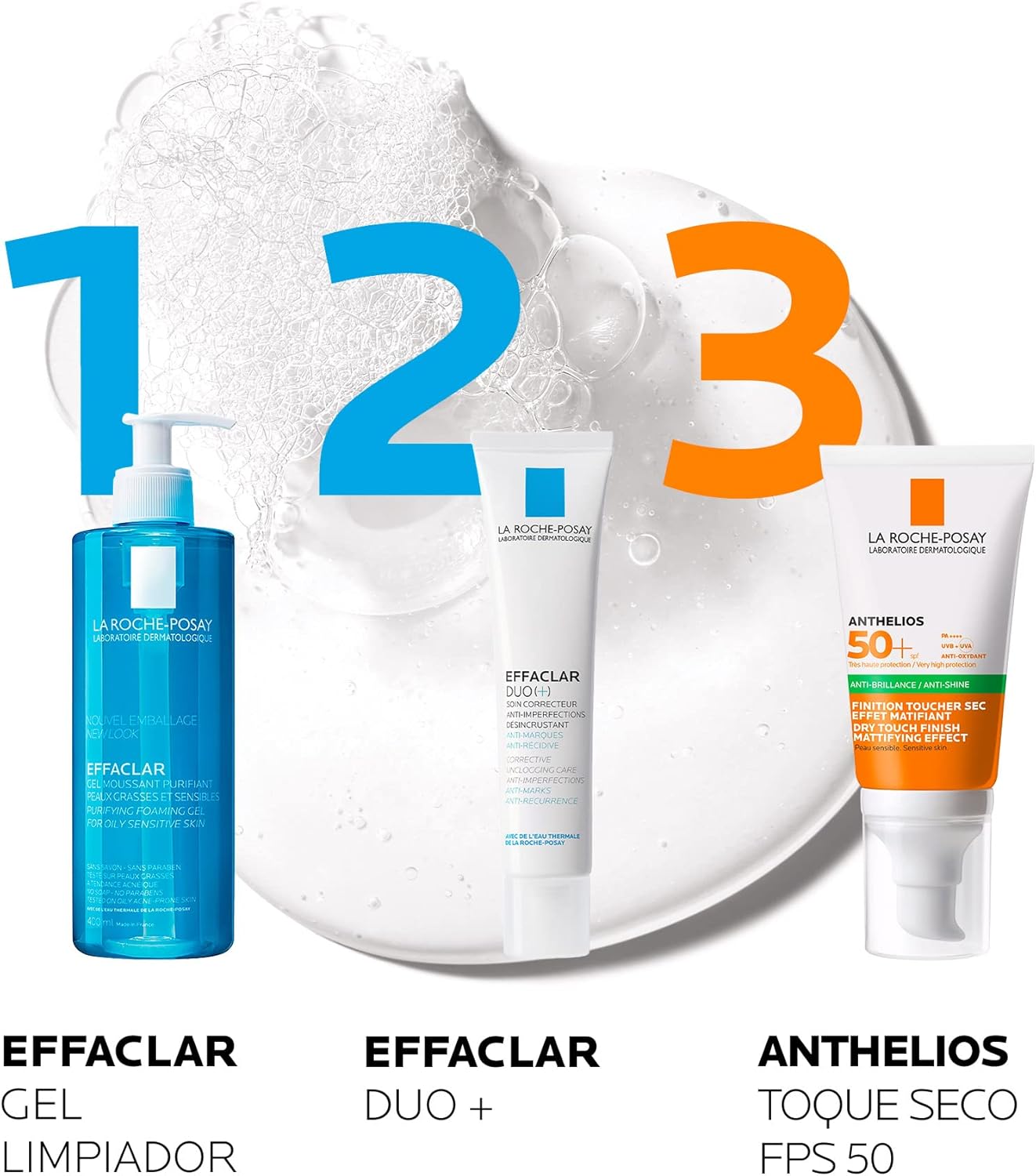 Pack Limpiador Facial La Roche Posay Effaclar Gel Purificante Para Piel Mixta a Grasa 400ml 02 Unidades