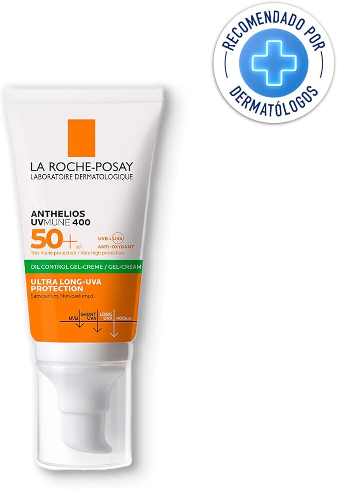 La Roche Posay. Protector Solar Facial FPS50 para Piel Grasa Anthelios Toque Seco 50 ml + Neutrogena. Crema Hidratante Facial Mate 3 en 1 Face Care Intensive D Pantenol 100 g