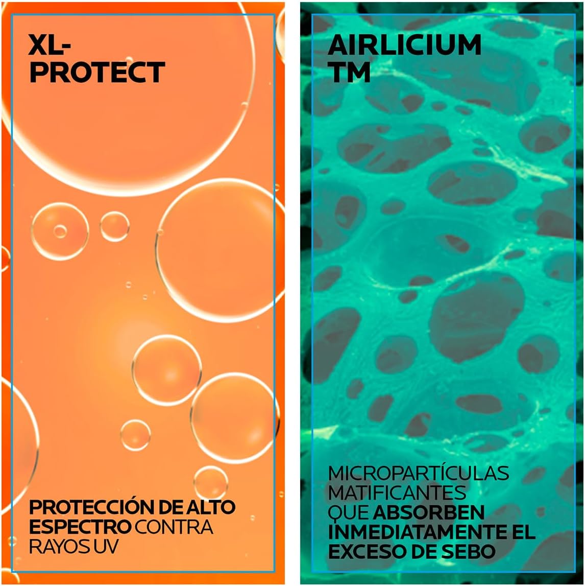 La Roche Posay. Protector Solar Facial FPS50 para Piel Grasa Anthelios Toque Seco 50 ml + Neutrogena. Crema Hidratante Facial Mate 3 en 1 Face Care Intensive D Pantenol 100 g