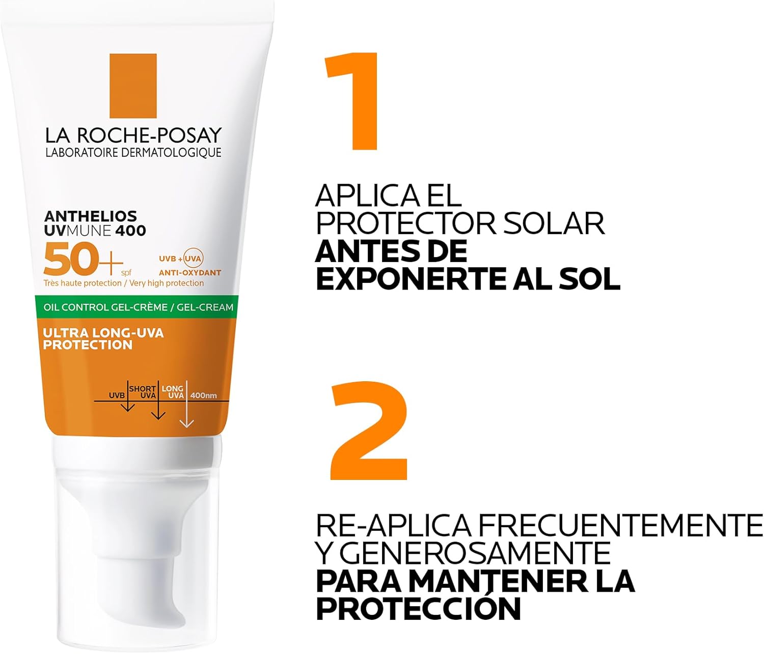 La Roche Posay. Protector Solar Facial FPS50 para Piel Grasa Anthelios Toque Seco 50 ml + Neutrogena. Crema Hidratante Facial Mate 3 en 1 Face Care Intensive D Pantenol 100 g