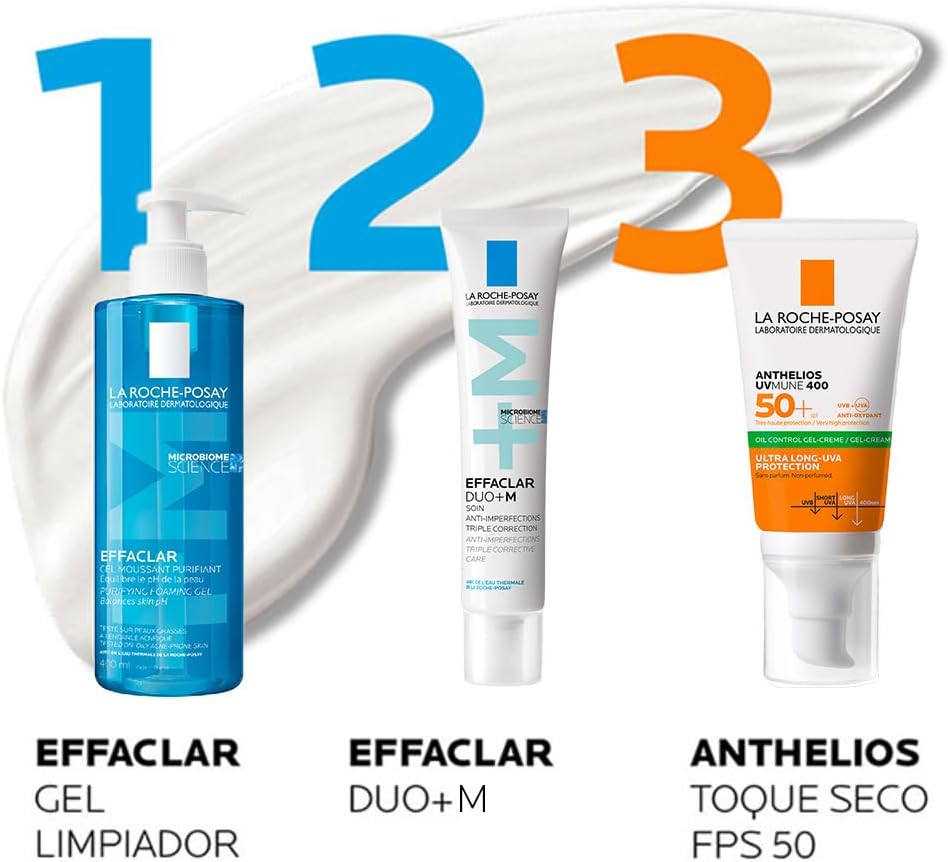 La Roche Posay. Protector Solar Facial FPS50 para Piel Grasa Anthelios Toque Seco 50 ml + Neutrogena. Crema Hidratante Facial Mate 3 en 1 Face Care Intensive D Pantenol 100 g
