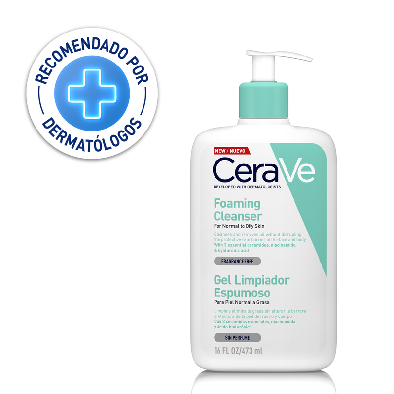 Cerave Gel Limpiador Espumoso Diario para Piel Mixta, Grasa o con Acné 473ml