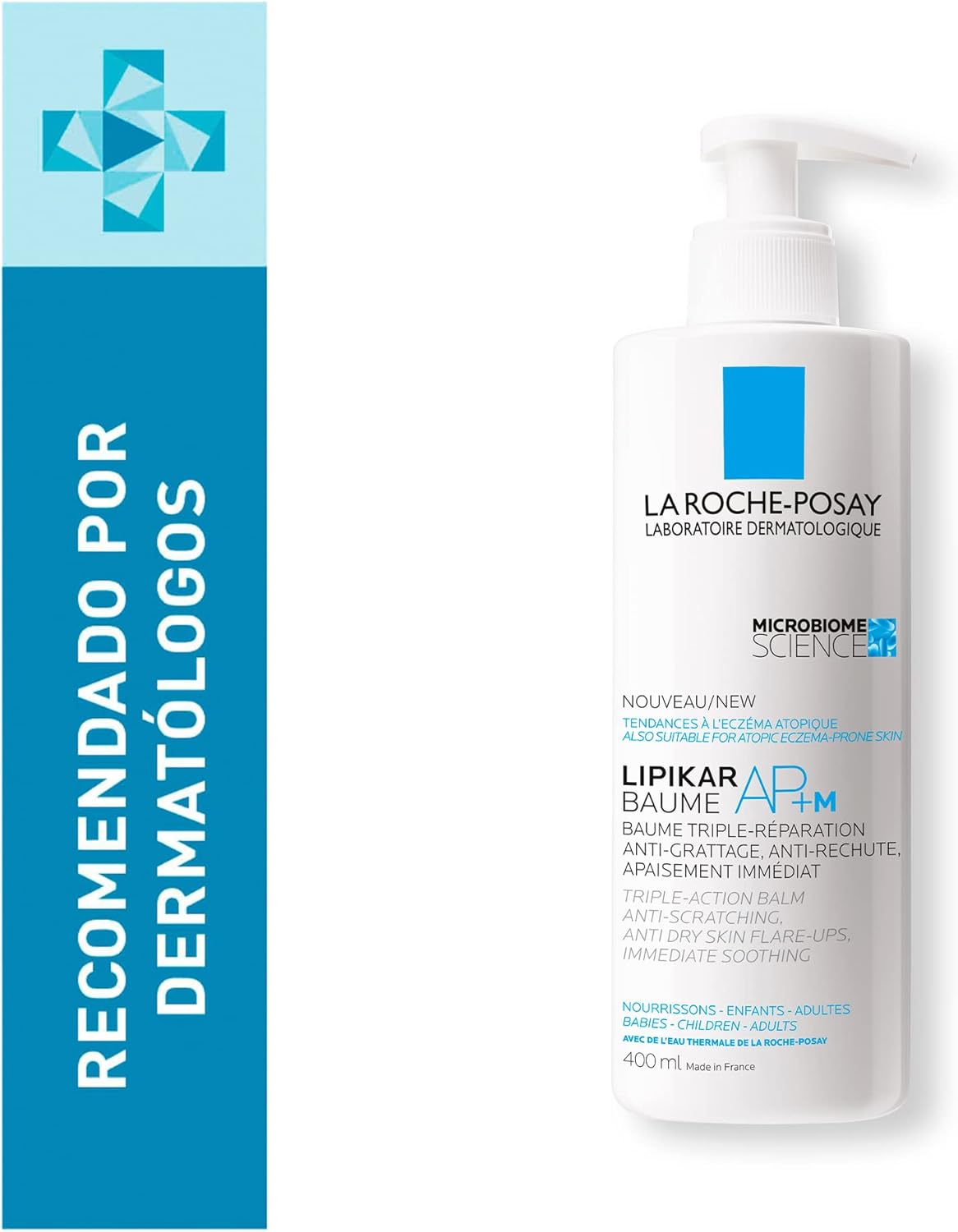 La Roche-Posay Lipikar Baume AP+M Crema Corporal para Piel Muy Seca o con Tendencia Atopica. Humecta la Piel y Reduce la Comezon, 400 ml