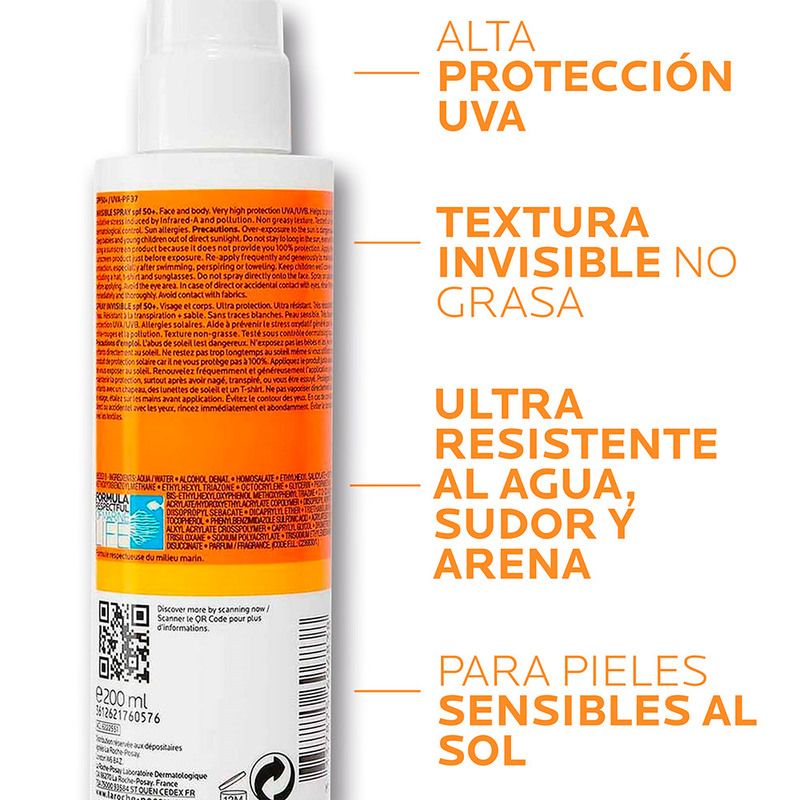 La Roche-Posay Protector Solar Corporal Anthelios en Spray Invisible FPS50+ 200ml
