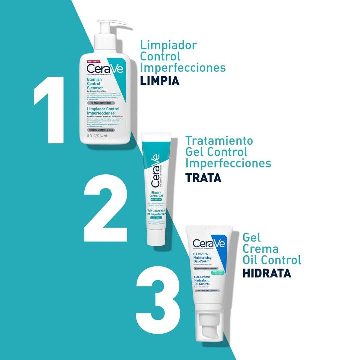 CeraVe Espuma limpiadora antiacné/Imperfecciones para piel grasa, 236 ml