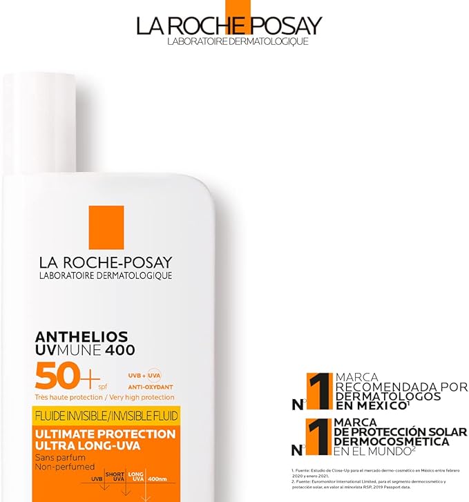 Protector Solar Facial La Roche Posay Anthelios UVMUNE Fluido Invisible para todo tipo de piel FPS50+ 50ml