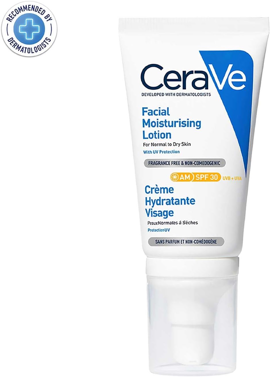 CeraVe Loción Hidratante de Rostro FPS30 |52ml| Hidratante facial diario con protector solar