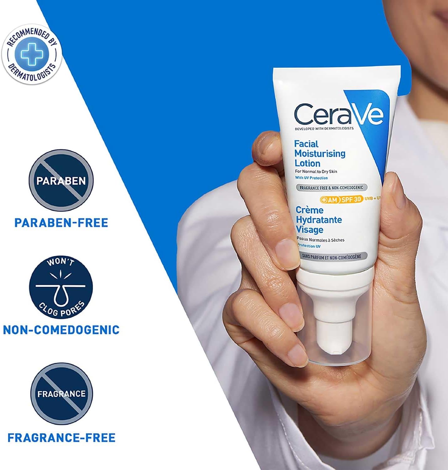 CeraVe Loción Hidratante de Rostro FPS30 |52ml| Hidratante facial diario con protector solar