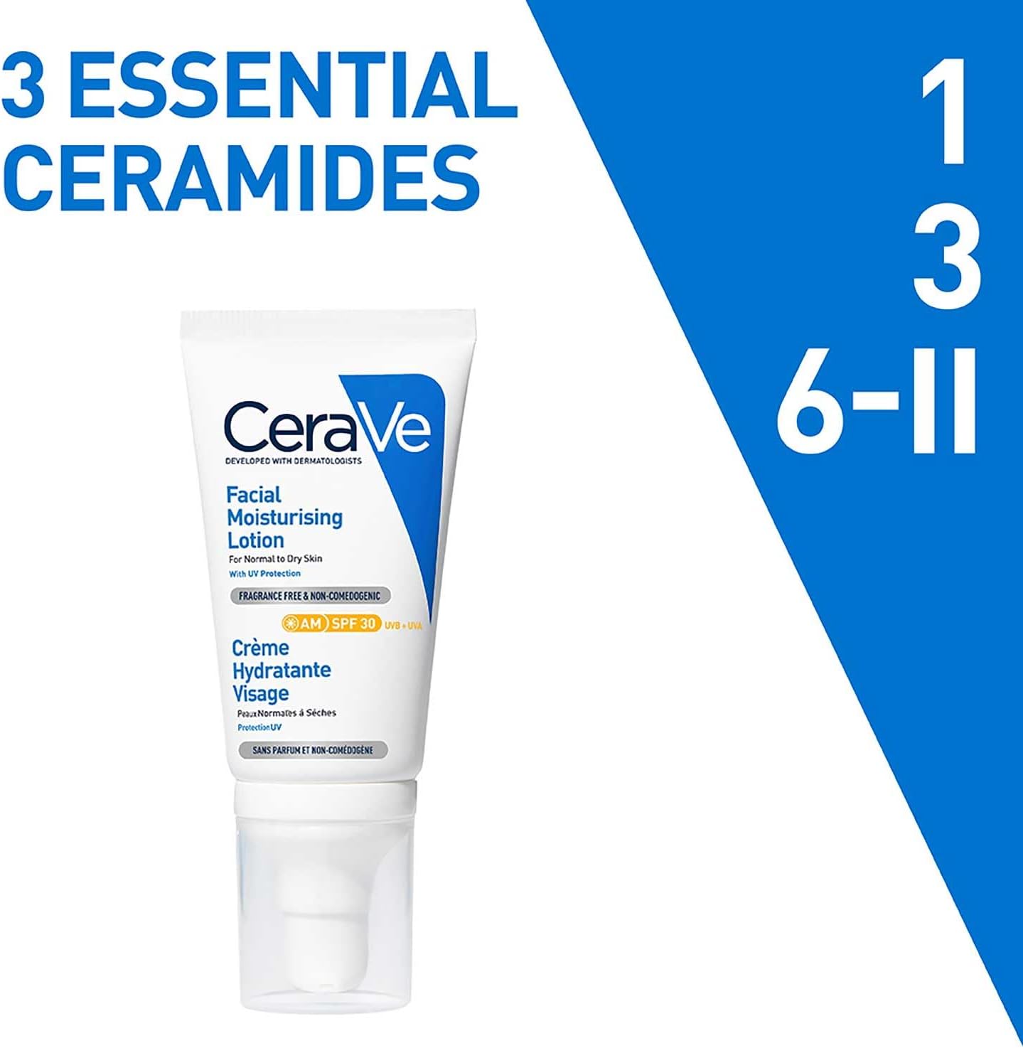 CeraVe Loción Hidratante de Rostro FPS30 |52ml| Hidratante facial diario con protector solar