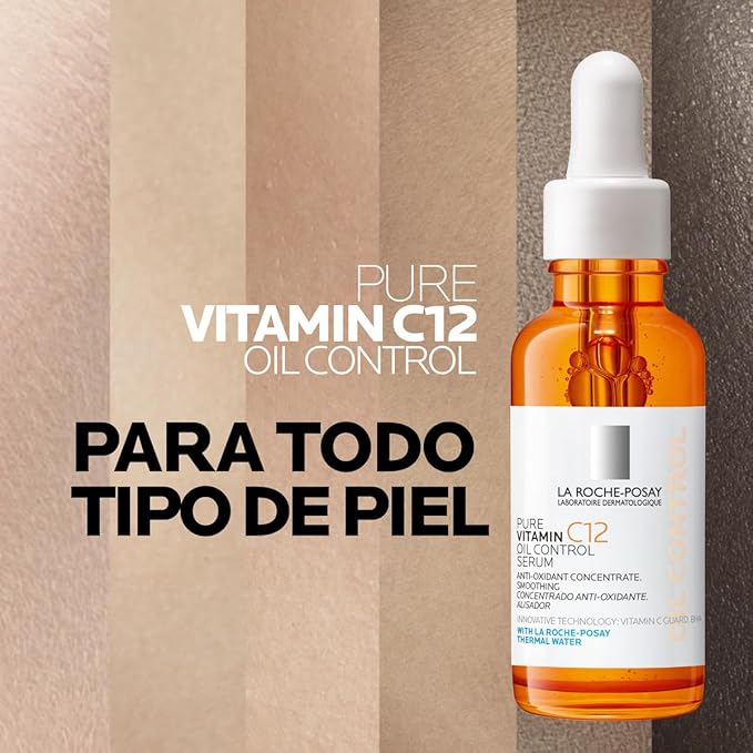 La Roche Posay Pure Vitamin C12 Oil Control Serum 30ml Serum anti-oxidante con 12% de Vitamina C y Ácido Salicílico para piel mixta a grasa