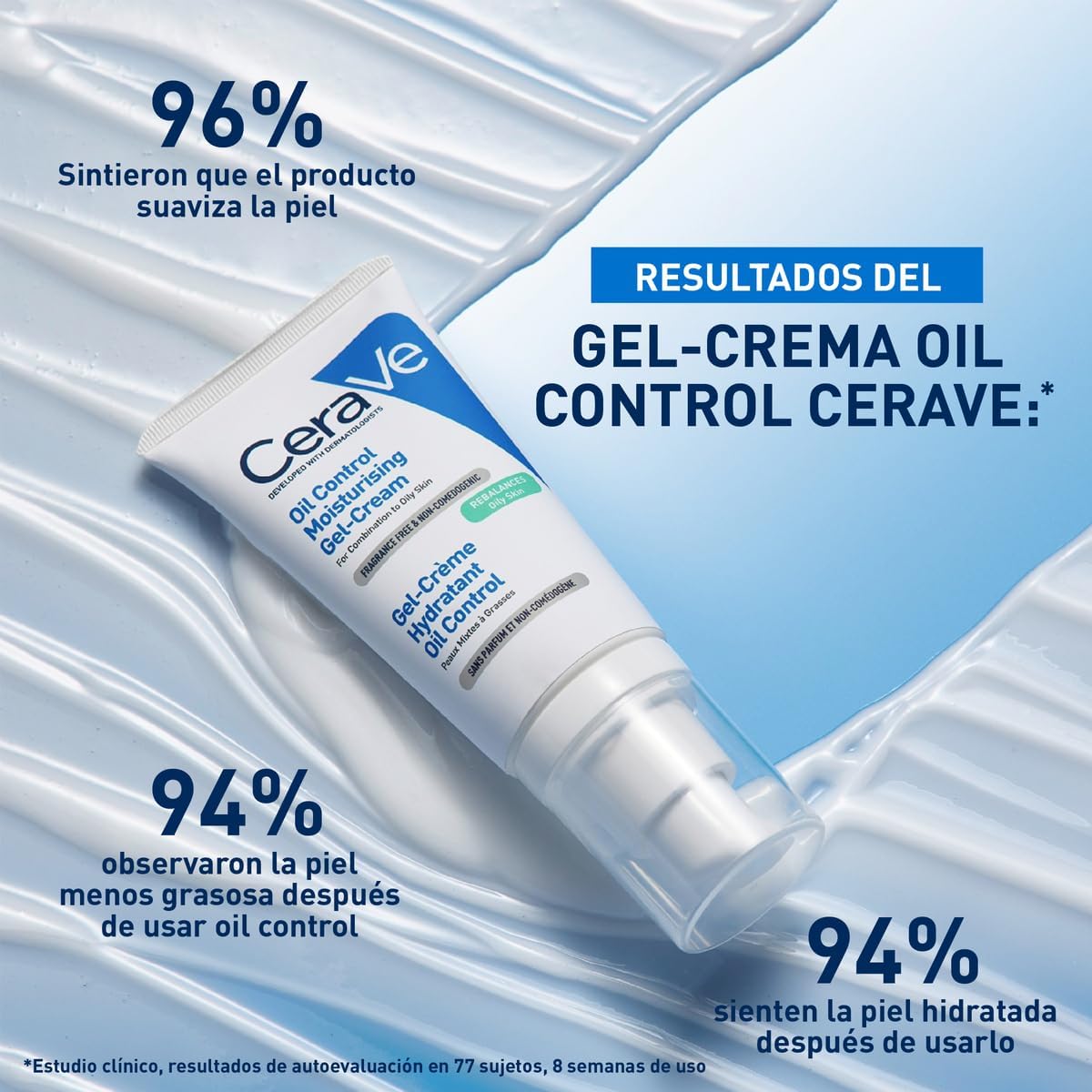 CeraVe Oil Control Gel-Crema Hidratante I Control de Brillo & Hidratación Facial I Formula Ultra-Ligera Para Piel Mixta a Grasa I 52ml