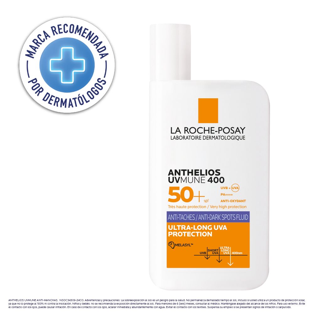 La Roche-Posay Anthelios UVMUNE 400 Fluido Antimanchas SPF50+ Protector solar.