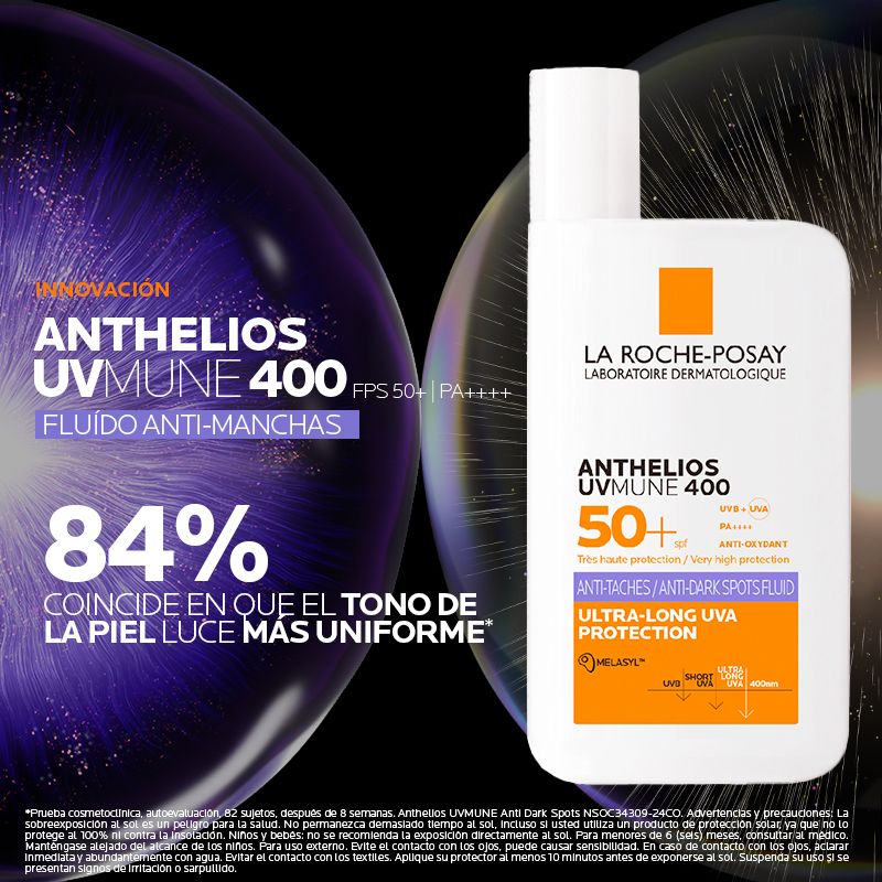 La Roche-Posay Anthelios UVMUNE 400 Fluido Antimanchas SPF50+ Protector solar.