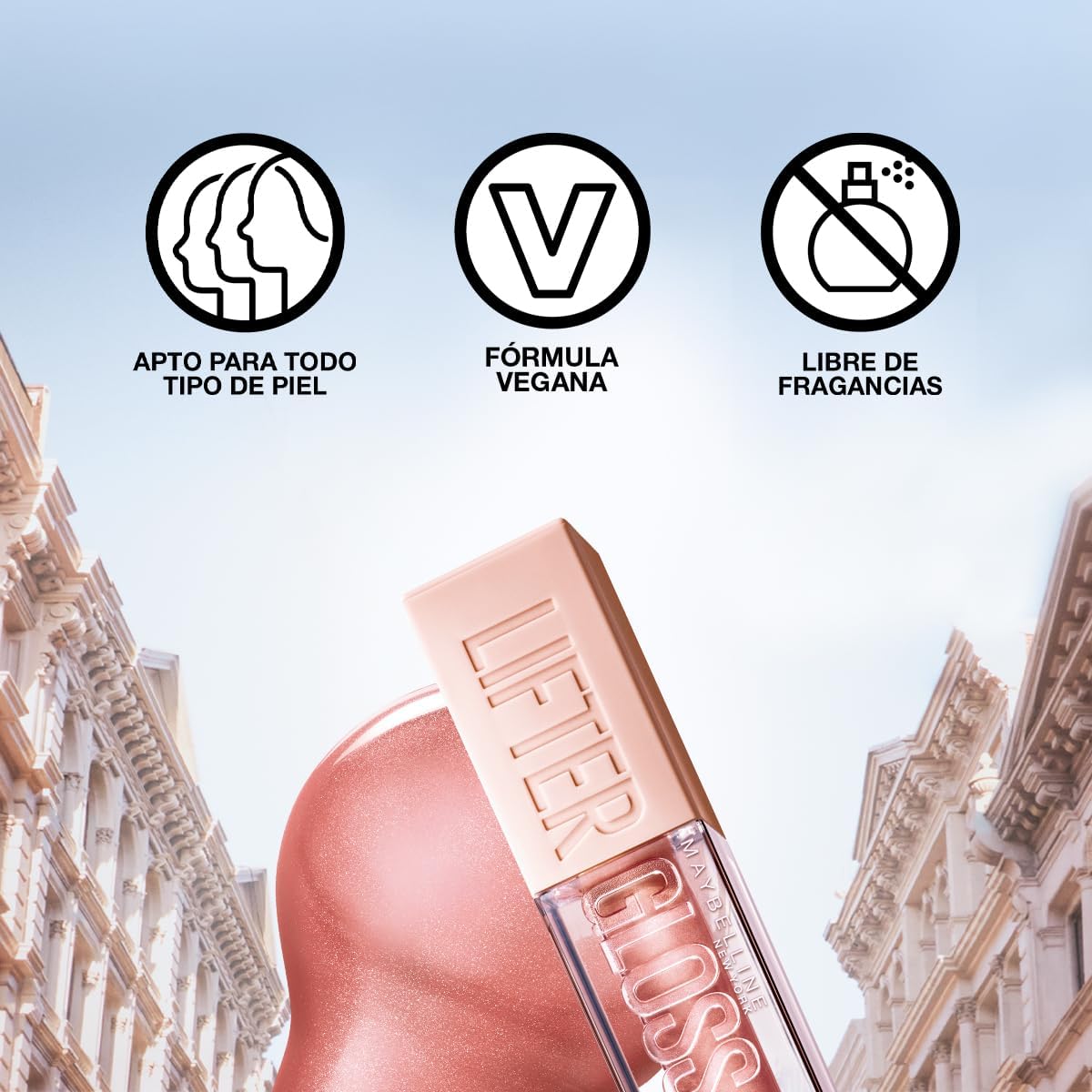 Maybelline Gloss hidratante para labios Lifter Gloss Tono Stone, 5.4ml - Brillo de labios de larga duración, formulado con Ácido Hialurónico, sin sensación pegajosa