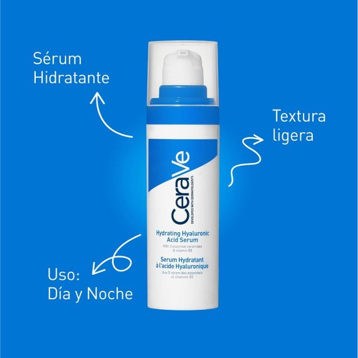 CeraVe Sérum Hidratante con Ácido Hialurónico 30ml | Hidratante facial para todo tipo de piel