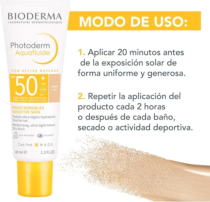 Bioderma Protector Solar, Photoderm Max Aquafluido Tono Claro FPS50+,40ML