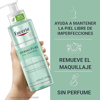 Eucerin Gel limpiador facial piel grasa imperfecciones , 400ml