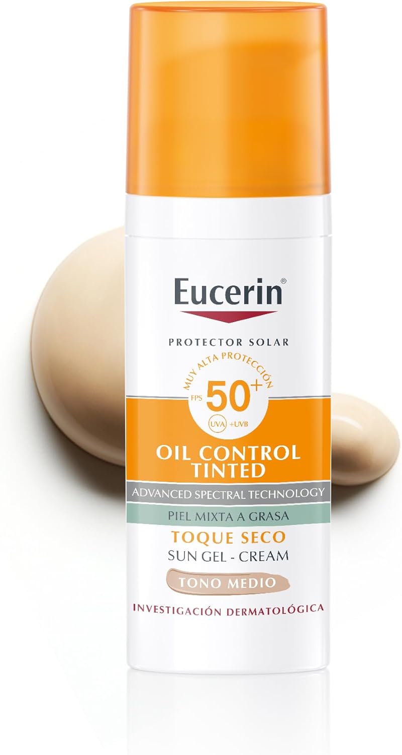 Eucerin Sun Face Oil Control FPS 50+ Tono Medio Control de Brillo (50 ml) Efecto Mate