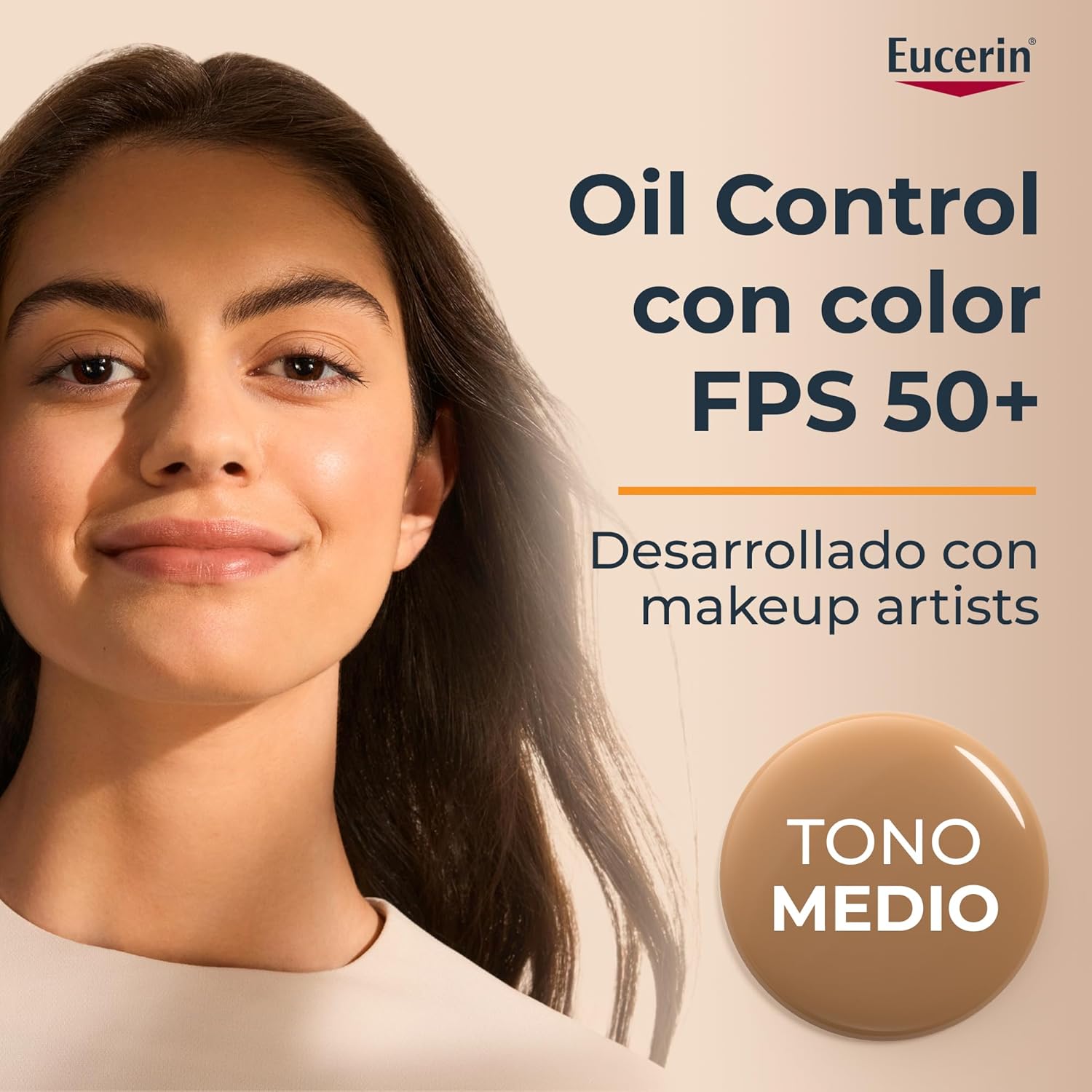 Eucerin Sun Face Oil Control FPS 50+ Tono Medio Control de Brillo (50 ml) Efecto Mate