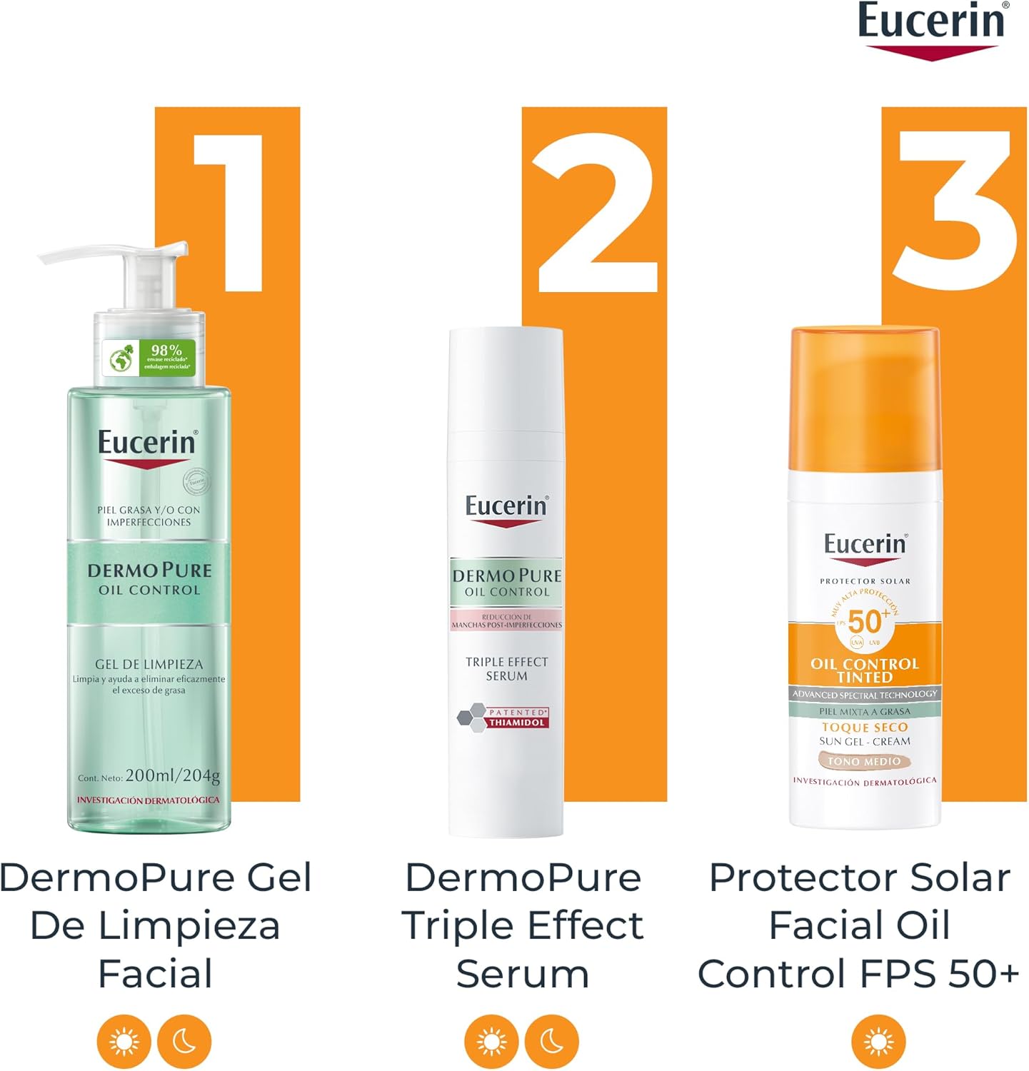 Eucerin Sun Face Oil Control FPS 50+ Tono Medio Control de Brillo (50 ml) Efecto Mate