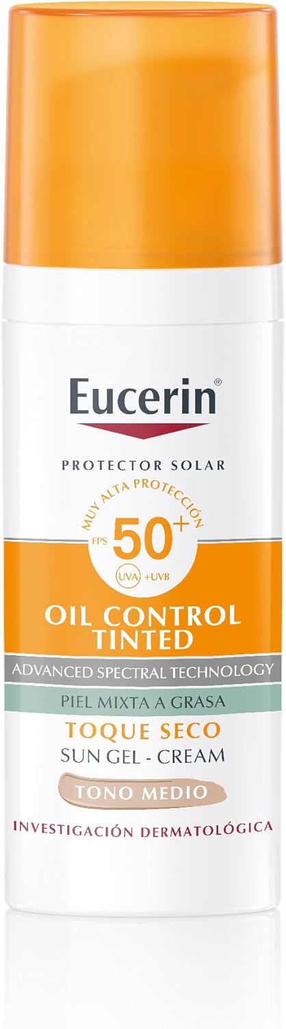 Eucerin Sun Face Oil Control FPS 50+ Tono Medio Control de Brillo (50 ml) Efecto Mate