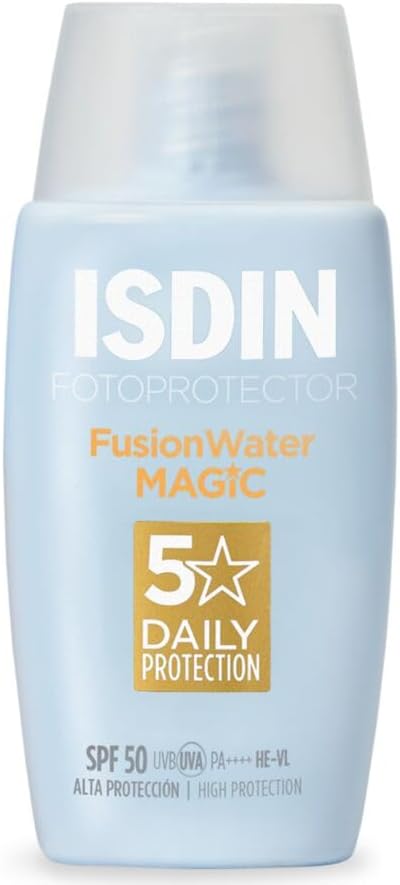 ISDIN Fotoprotector Fusion Water Magic SPF 50, Protector Solar Facial OIL CONTROL, de fase acuosa para uso diario, Textura ultra ligera, 50 ml
