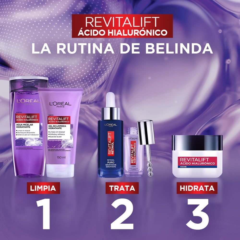 L'Oréal Paris Crema de Noche Revitalift Ácido Hialurónico, 50ml
