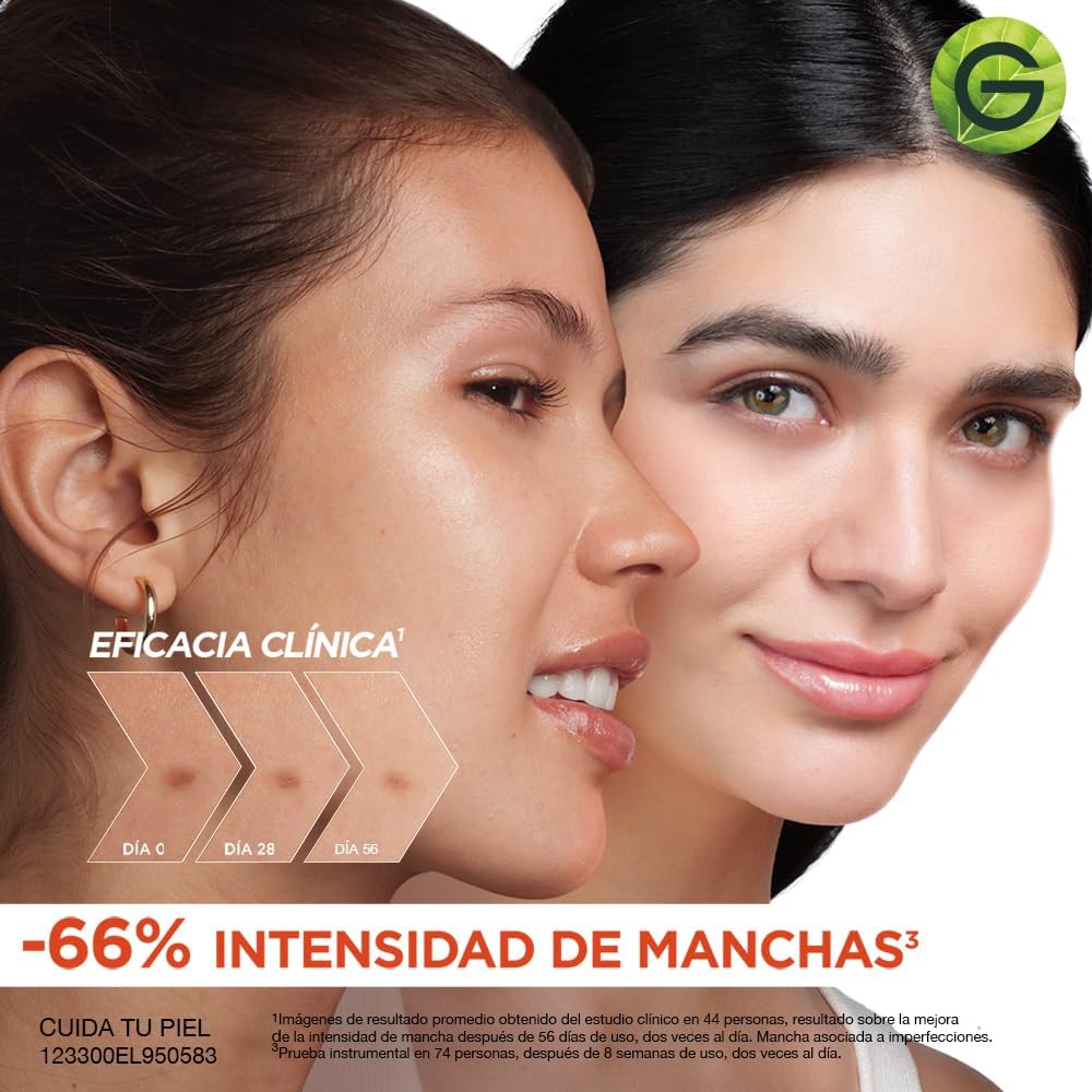 Garnier Express Aclara Sérum facial Anti manchas con Vitamina C, 30ml. Hidrata, ilumina, unifica el tono de la piel y reduce las manchas oscuras