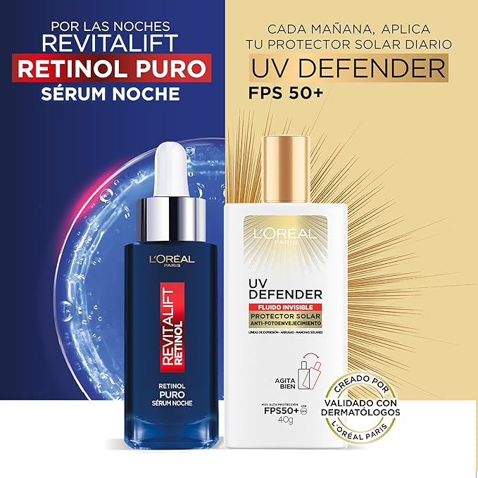 L'Oréal Paris Revitalift Sérum facial Noche con Retinol puro al 0.15%, 30ml - Reduce y previene arrugas profundas, renueva y mejora la textura de la piel, unifica el tono de piel, resultados visibles, rutina skin care
