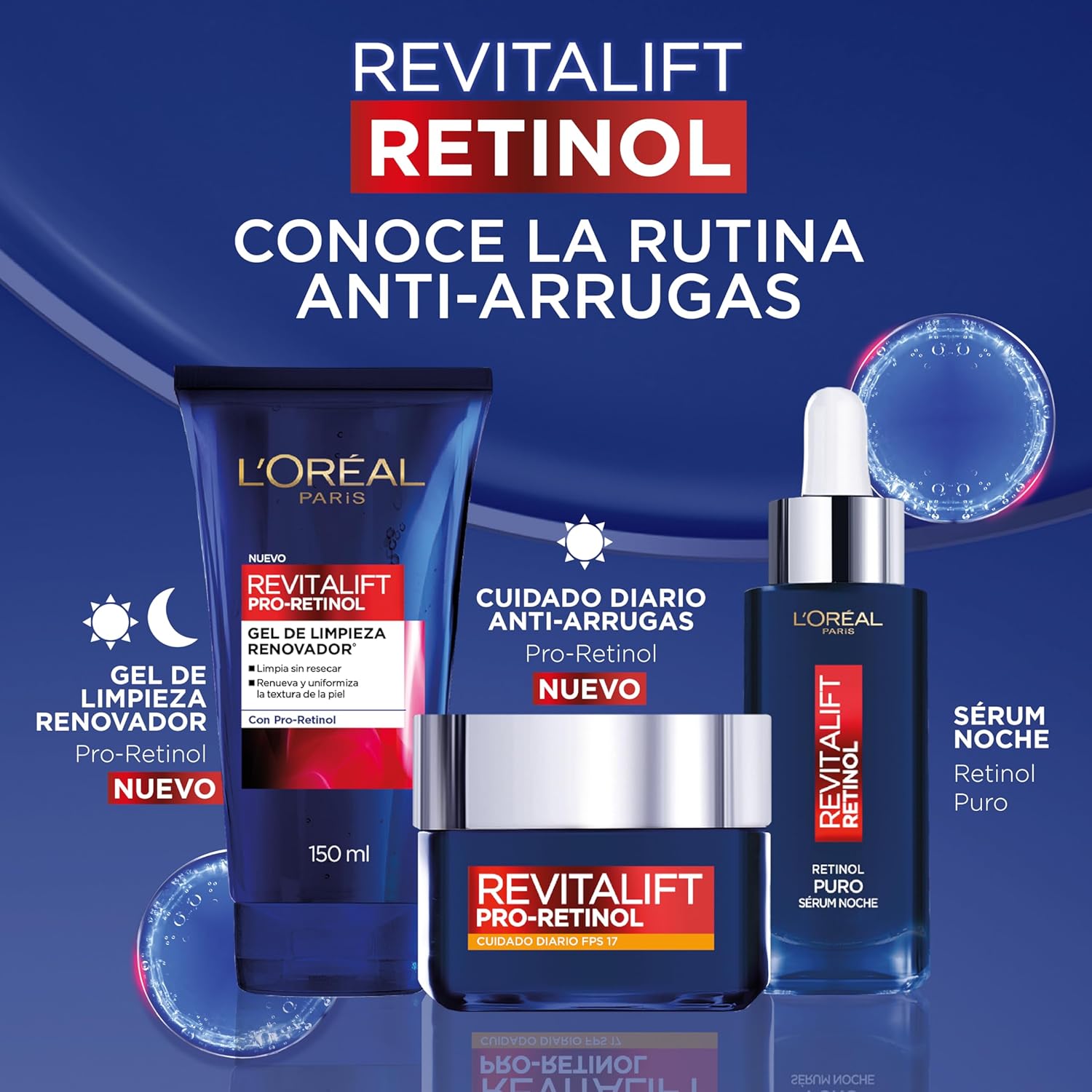 L'Oréal Paris Revitalift Sérum facial Noche con Retinol puro al 0.15%, 30ml - Reduce y previene arrugas profundas, renueva y mejora la textura de la piel, unifica el tono de piel, resultados visibles, rutina skin care