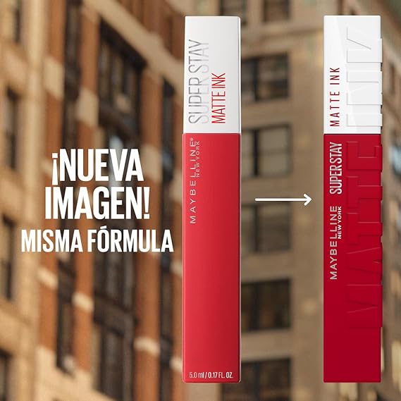Maybelline Labial líquido mate Superstay Matte Ink Tono 20 Pioneer, 5ml - Lipstick matte de larga duración, color intenso por hasta 16H, alta pigmentación, no transfiere