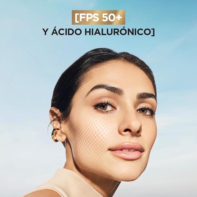 L'Oréal Paris, Protector Solar Diario FPS50+ UV Defender Fluido Invisible con ácido hialurónico, hidrata, previene líneas de expresión y protege de rayos UV, 40ml