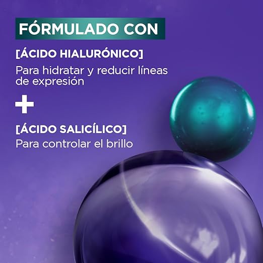 L'Oréal Paris Gel Crema facial Revitalift Ácido Hialurónico Anti-Brillo controla producción de sebo con ácido hialurónico + ácido salicílico y disminuye poros abiertos, ideal para piel grasa, 50ml