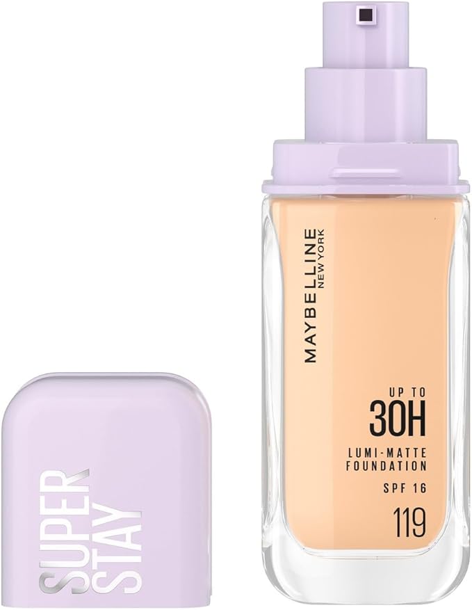 Maybelline Base de maquillaje líquida Superstay Lumi Matte Tono 119, 40ml - Efecto mate luminoso hasta por 30H, fórmula ligera de larga duración a prueba de agua y sudor