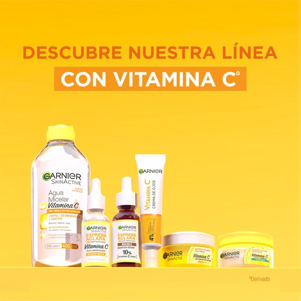 Garnier Express Aclara Crema de Ojos para Reducción Ojeras con Vitamina C + Niacinamida + Cafeína, 15 ml