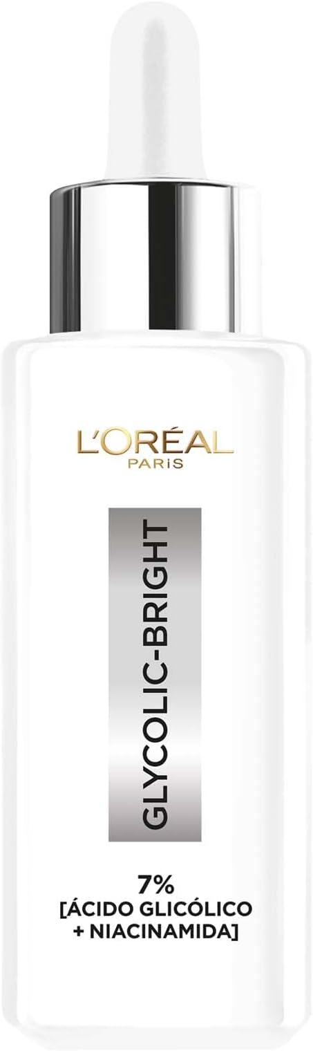 L'Oréal Paris Sérum facial antimanchas Glycolic Bright, 30ml - Suero facial con Acido Glicolico, Niacinamida y Melasyl que reduce todo tipo de manchas un 86%, para tu rutina de skin care