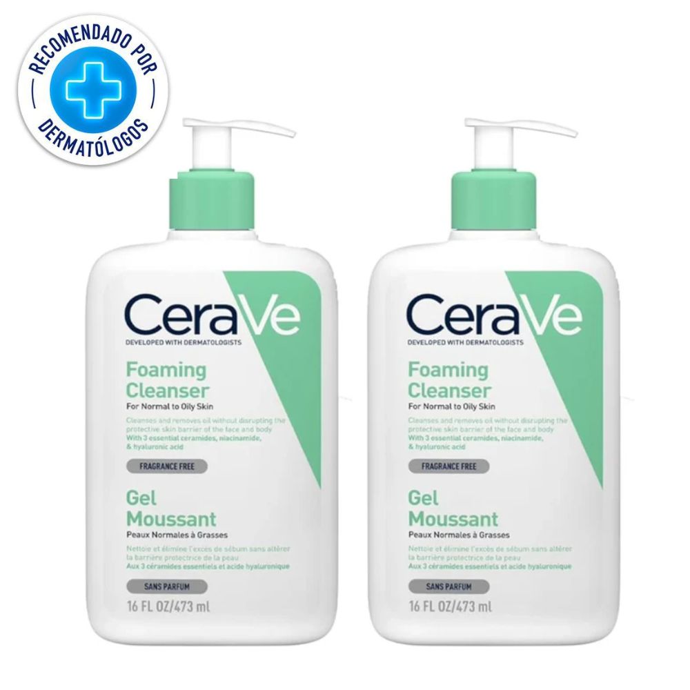 Cerave Pack 02 Unidades Gel Limpiador Espumoso Diario para Piel Mixta, Grasa o con Acné 473ml