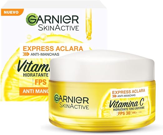 Garnier Skin Active Face Express Aclara Crema hidratante, tono uniforme con FPS30, 50 mililitro