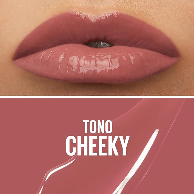 Maybelline Labial líquido brillante Superstay Vinyl Ink Tono Cheeky, 4.2ml - Dura hasta por 16H, brillo instantáneo sin grumos, sin transferencias