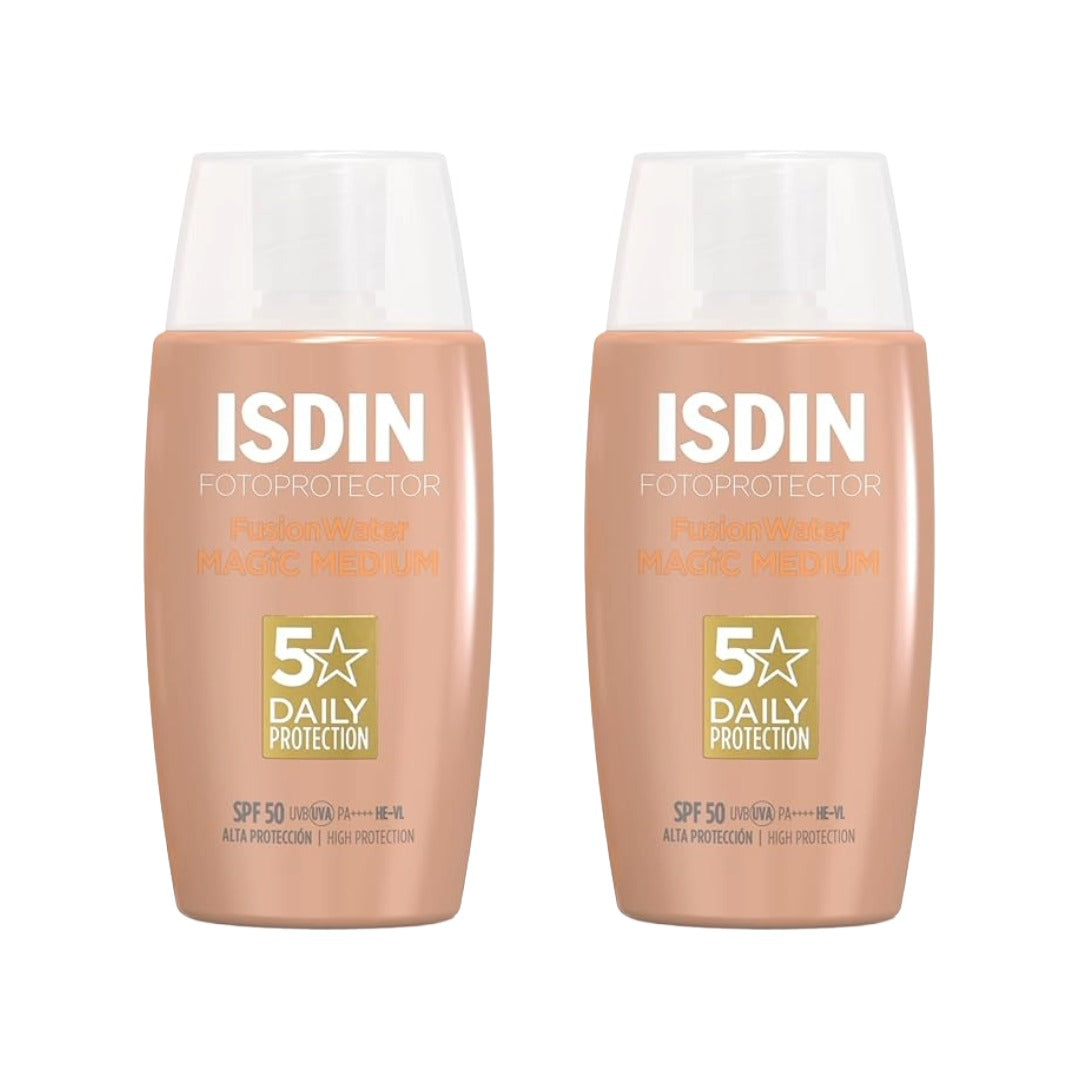 ISDIN Fotoprotector Fusion Water Magic Medium COLOR SPF 50, 50ml - Pack 2 UND