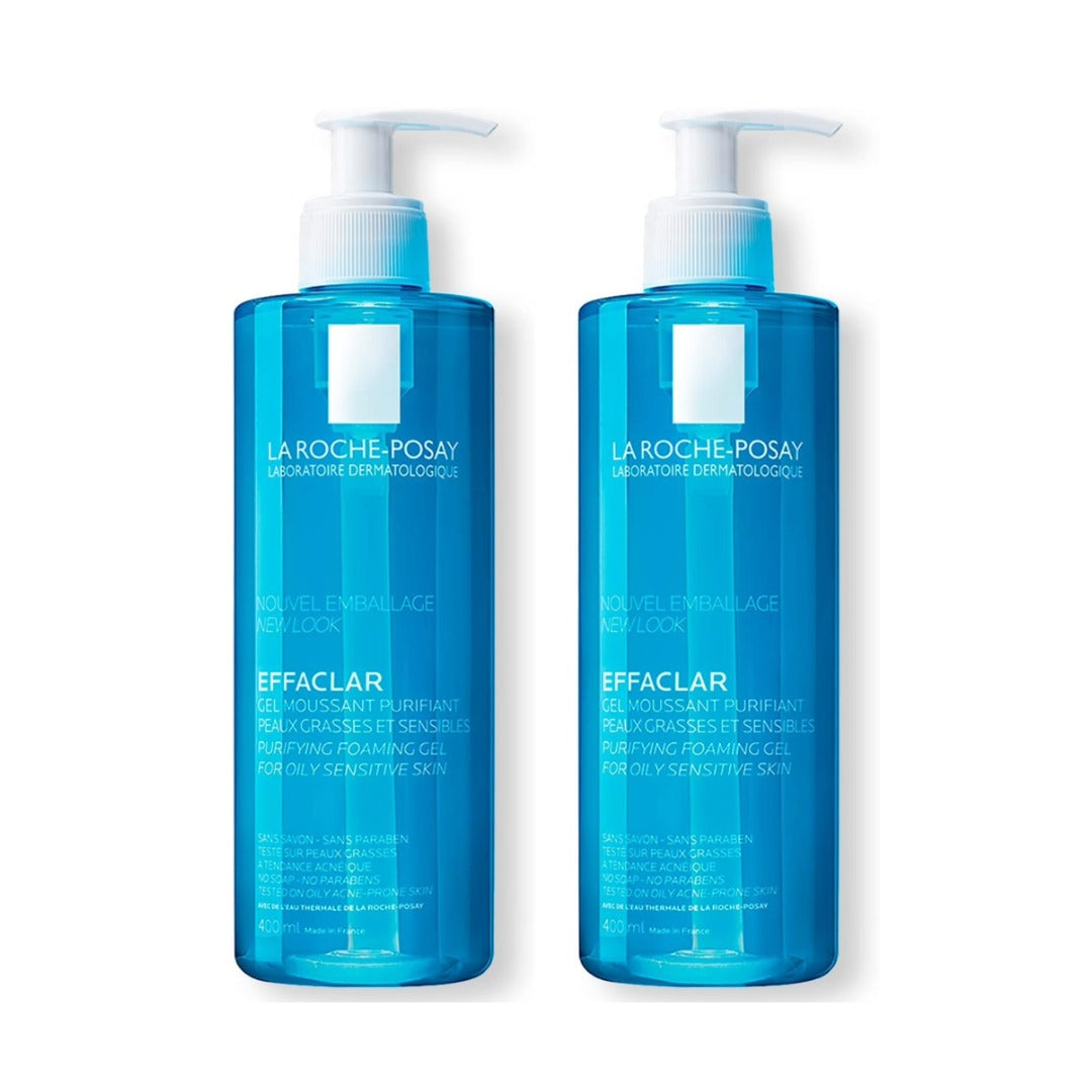 Pack Limpiador Facial La Roche Posay Effaclar Gel Purificante Para Piel Mixta a Grasa 400ml 02 Unidades