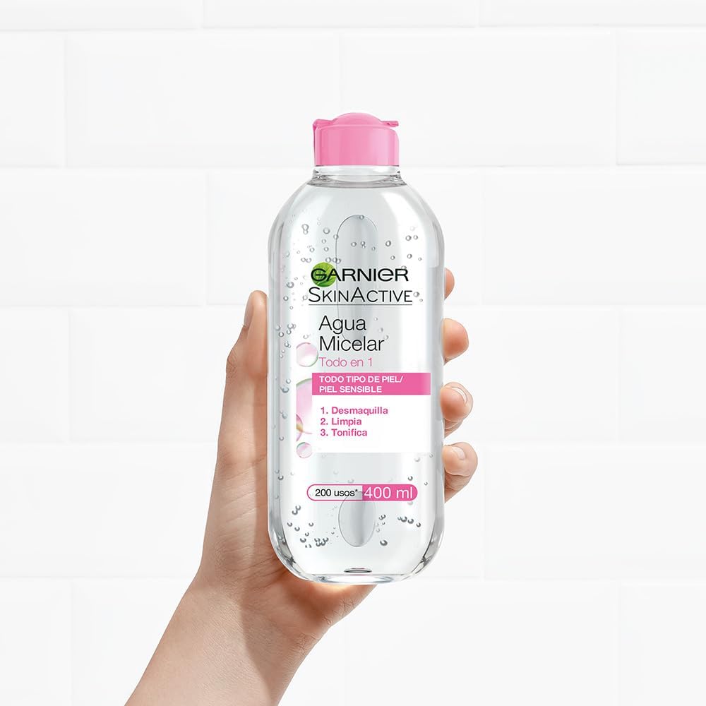 Garnier Skin Active Agua micelar desmaquillante Todo-en-1, 400ml. Limpia, desmaquilla y tonifica, para todo tipo de piel