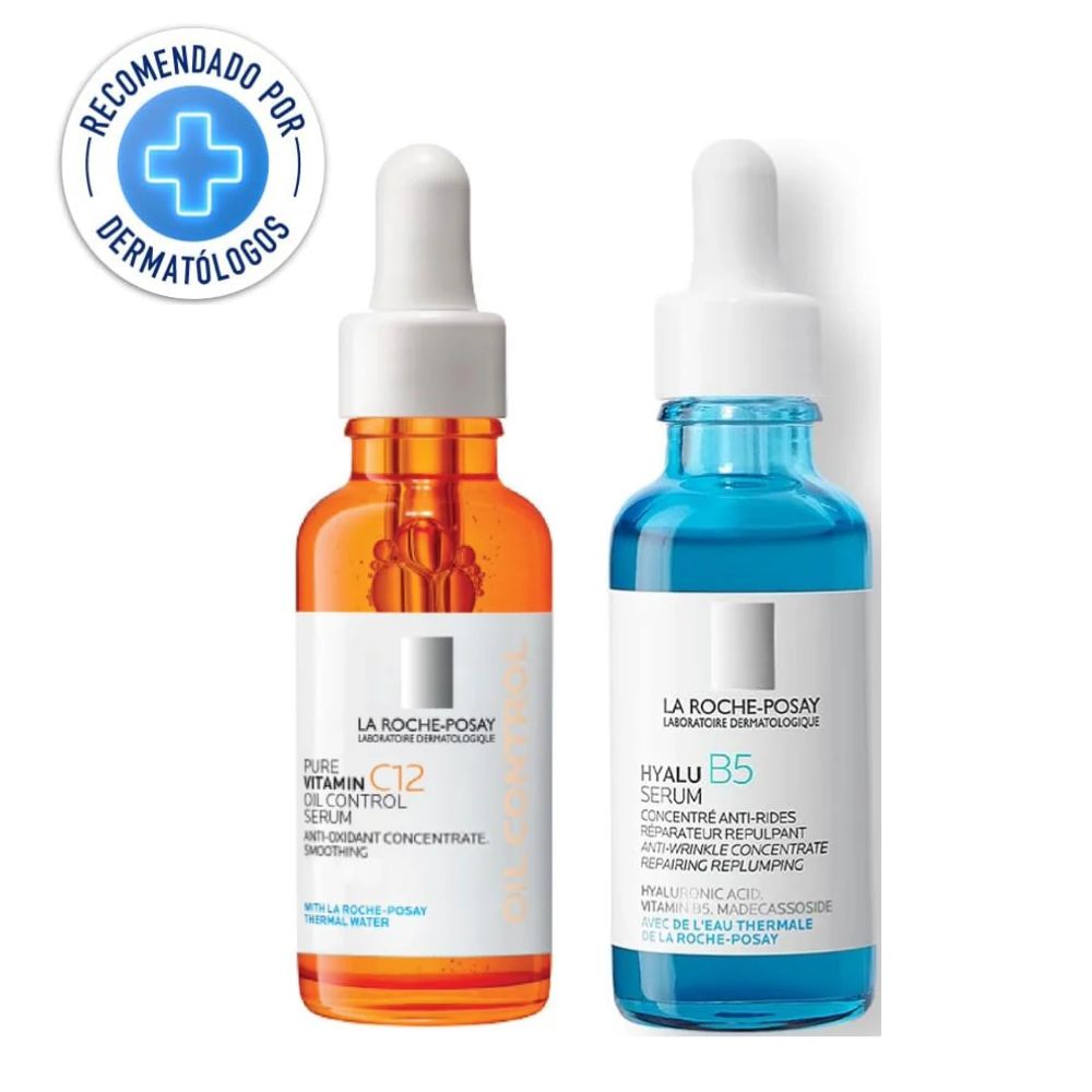 La Roche Posay Dúo Pack iluminación + hidratación para piel mixta - Hyalu Sérum B5- y - Vitamina C12 Sérum