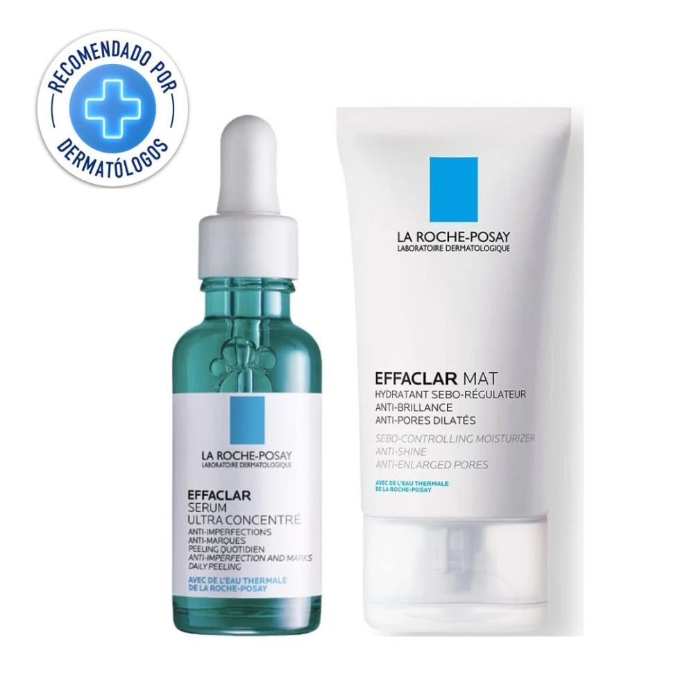 La Roche Posay Pack Dúo Effaclar :Hidratación y Corrección - Effaclar serum - Effaclar Mat Crema