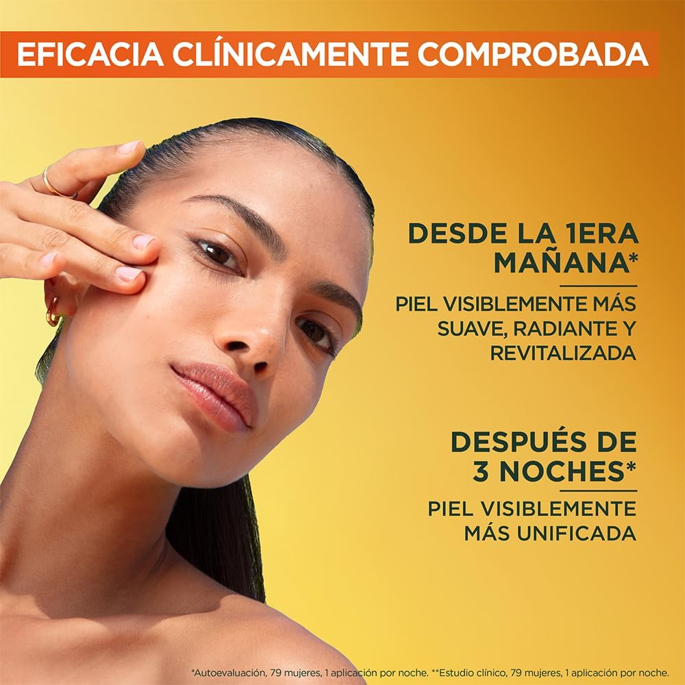 Garnier Express Aclara Serum Noche Antimanchas con 10% Vitamina C Pura para una Piel Radiante, reduce las Manchas durante la Noche, 30ml